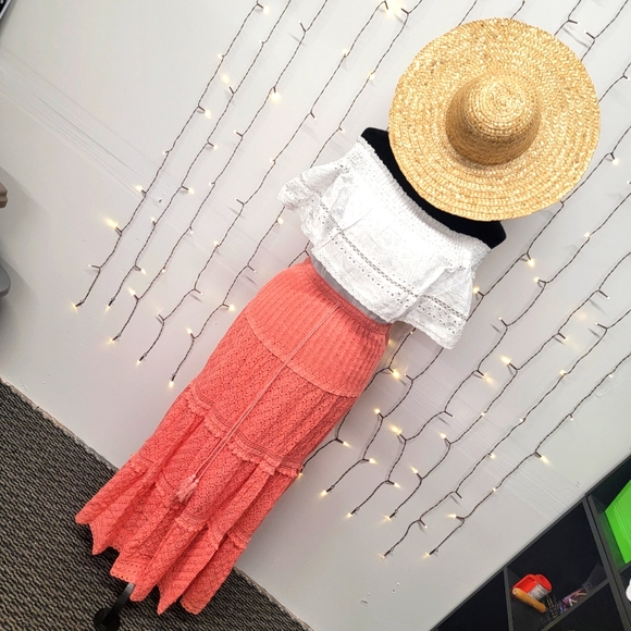 Coral Lace Maxi skirt - Picture 1 of 8